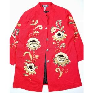 VTG 90's 00's Trench Coat Aztec Sunflower Jacket